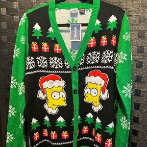 The SImpsons Santa Bart Ugly Christmas Cardigan Sweater Size X-Large